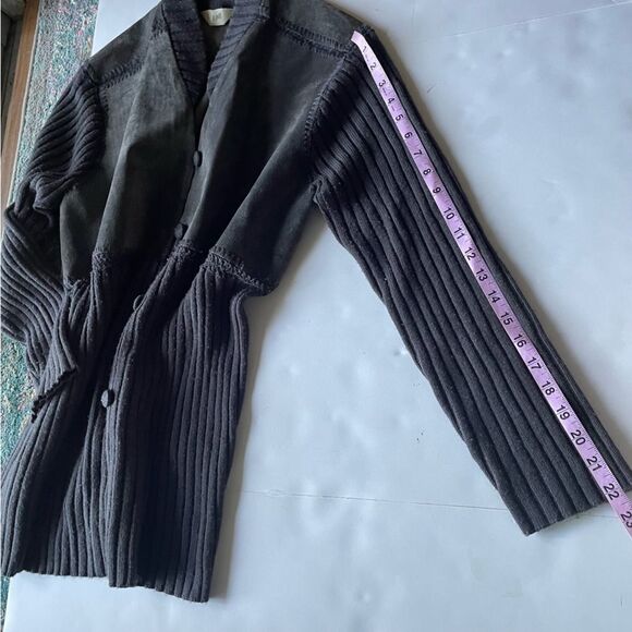 Vintage 90s J. Jill suede leather wool sweater jacket  S women’s button down - Picture 8 of 8